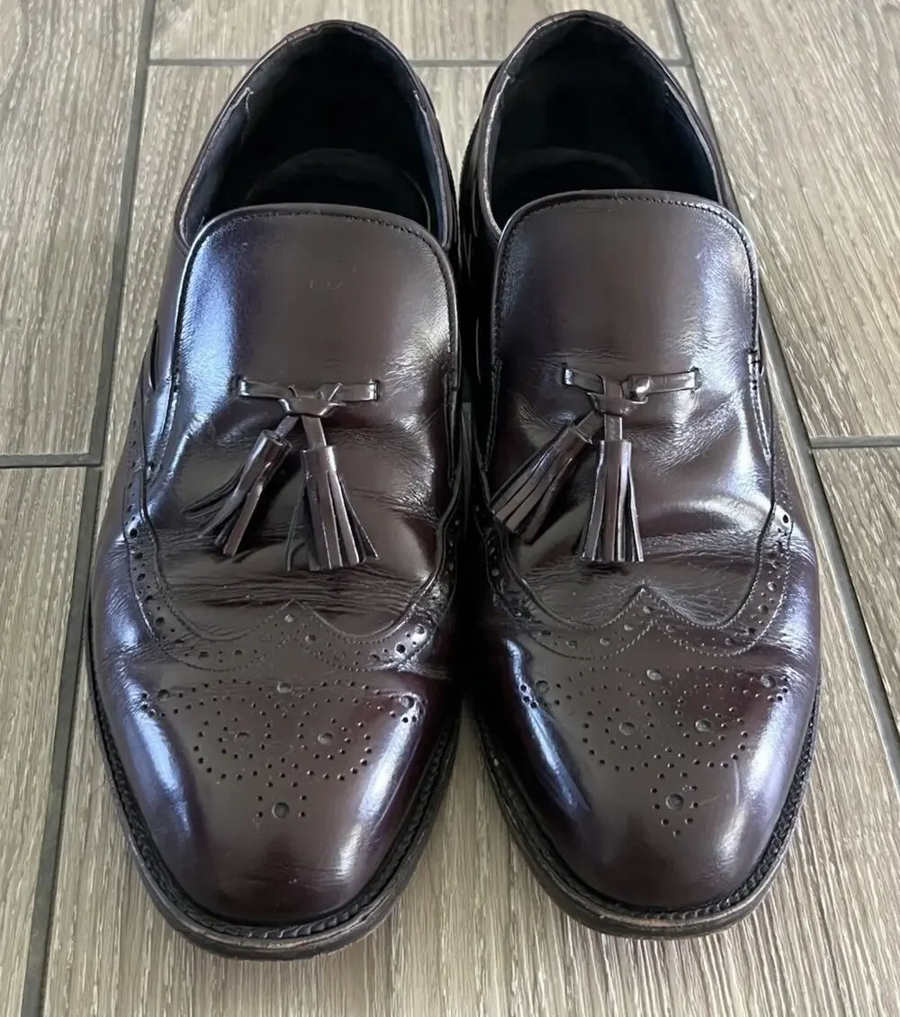 Vintage Sears Easy Flex Leather Wingtip Brogue Slip On Dress Shoes Men’s 9 EEE